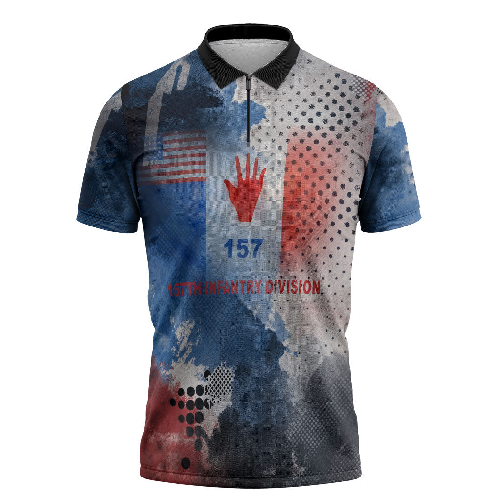 Freddie Stowers Zipper Polo Shirt African American Military Hero - Medal Of Honor 157th Infantry Division
