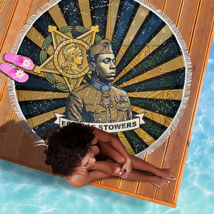 Freddie Stowers Beach Blanket Medal Of Honor Hero - Vintage Retro Sunburst - Military Valor Heritage