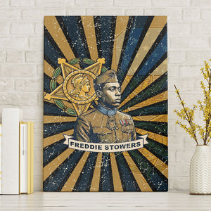 Freddie Stowers Canvas Wall Art Medal Of Honor Hero - Vintage Retro Sunburst - Military Valor Heritage