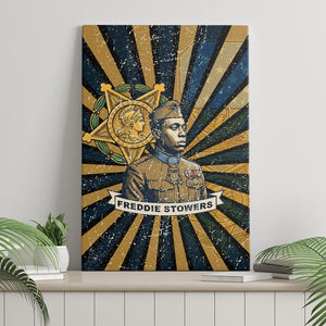 Freddie Stowers Canvas Wall Art Medal Of Honor Hero - Vintage Retro Sunburst - Military Valor Heritage