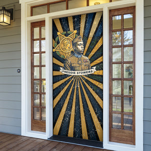 Freddie Stowers Door Cover Medal Of Honor Hero - Vintage Retro Sunburst - Military Valor Heritage