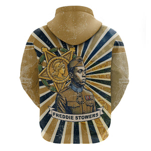 Freddie Stowers Hoodie Medal Of Honor Hero - Vintage Retro Sunburst - Military Valor Heritage