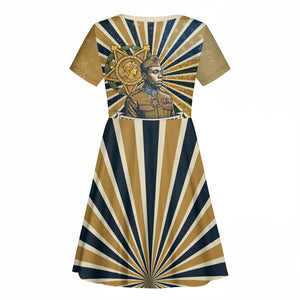 Freddie Stowers Kid Short Sleeve Dress Medal Of Honor Hero - Vintage Retro Sunburst - Military Valor Heritage