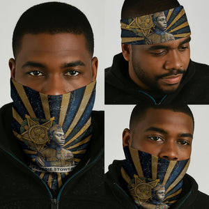 Freddie Stowers Neck Gaiter Medal Of Honor Hero - Vintage Retro Sunburst - Military Valor Heritage