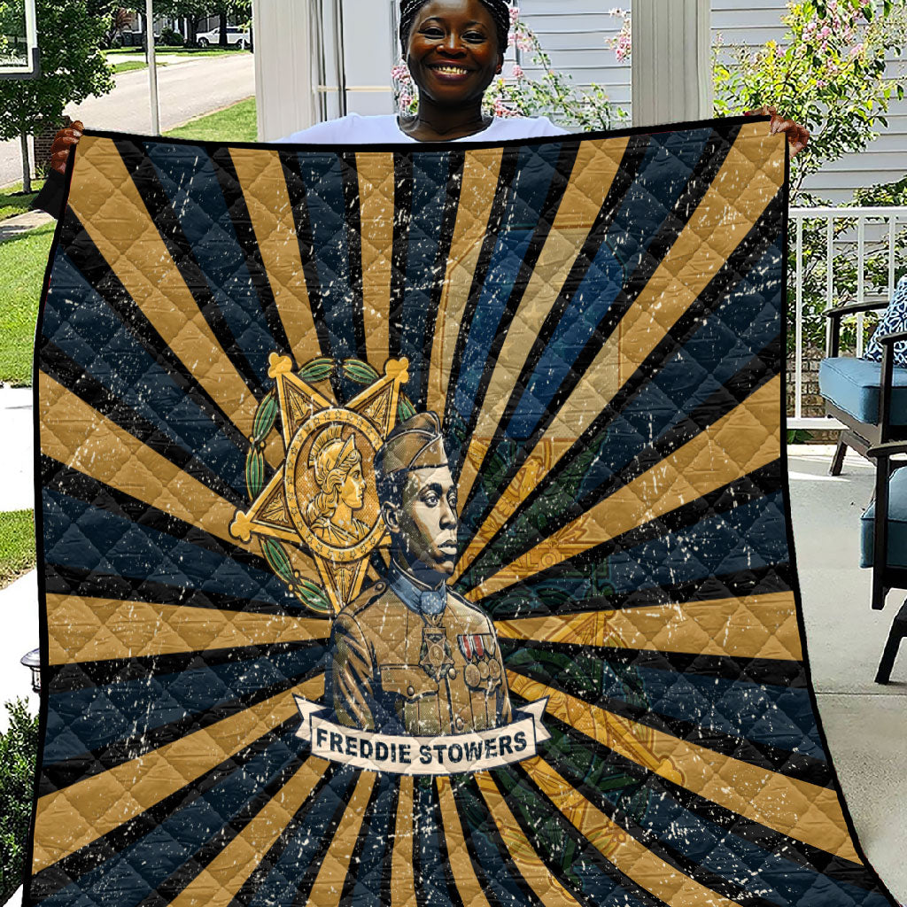 Freddie Stowers Quilt Medal Of Honor Hero - Vintage Retro Sunburst - Military Valor Heritage