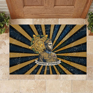 Freddie Stowers Rubber Doormat Medal Of Honor Hero - Vintage Retro Sunburst - Military Valor Heritage