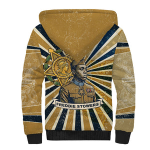 Freddie Stowers Sherpa Hoodie Medal Of Honor Hero - Vintage Retro Sunburst - Military Valor Heritage