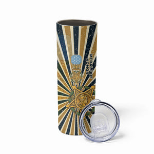 Freddie Stowers Skinny Tumbler Medal Of Honor Hero - Vintage Retro Sunburst - Military Valor Heritage