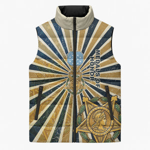 Freddie Stowers Sleeveless Puffer Jacket Medal Of Honor Hero - Vintage Retro Sunburst - Military Valor Heritage