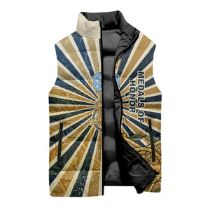 Freddie Stowers Sleeveless Puffer Jacket Medal Of Honor Hero - Vintage Retro Sunburst - Military Valor Heritage