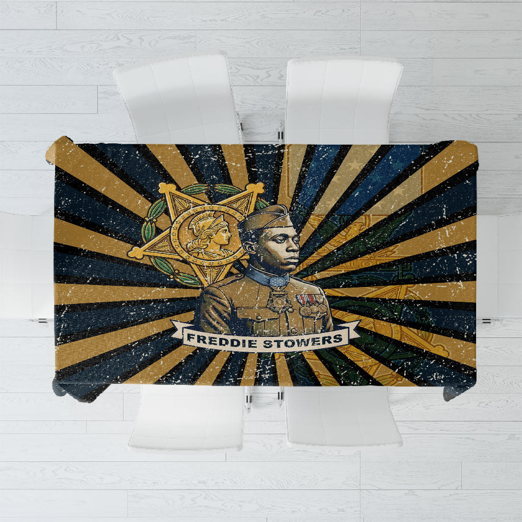 Freddie Stowers Tablecloth Medal Of Honor Hero - Vintage Retro Sunburst - Military Valor Heritage