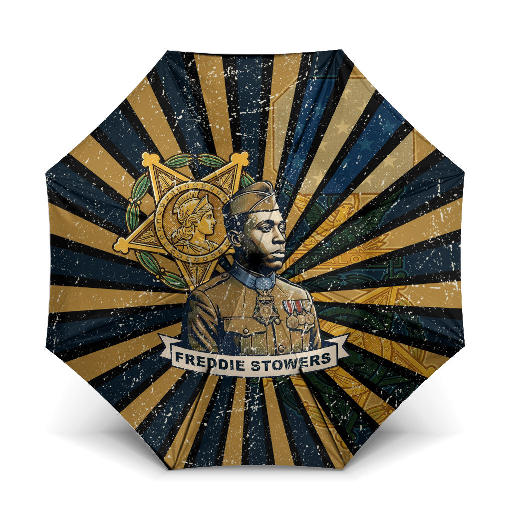 Freddie Stowers Umbrella Medal Of Honor Hero - Vintage Retro Sunburst - Military Valor Heritage