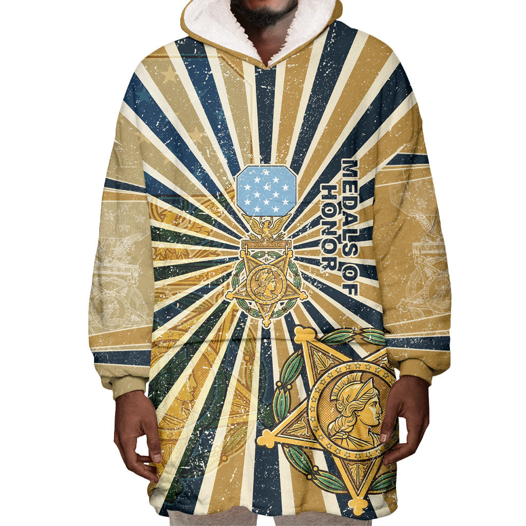 Freddie Stowers Wearable Blanket Hoodie Medal Of Honor Hero - Vintage Retro Sunburst - Military Valor Heritage