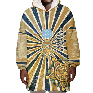 Freddie Stowers Wearable Blanket Hoodie Medal Of Honor Hero - Vintage Retro Sunburst - Military Valor Heritage