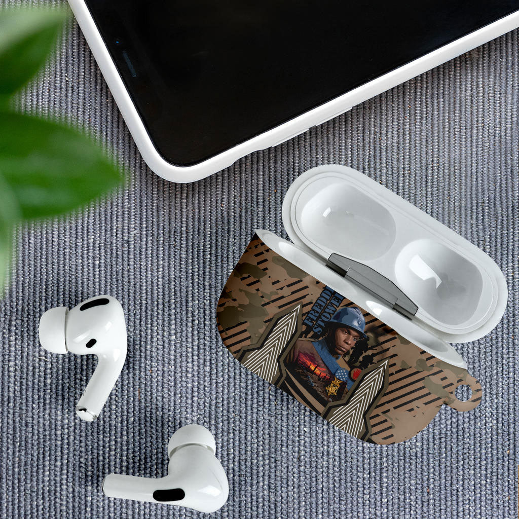Freddie Stowers African American AirPods Case Medal Of Honor Red Hand - Military Camouflage Striped World War I