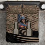 Freddie Stowers African American Bedding Set Medal Of Honor Red Hand - Military Camouflage Striped World War I