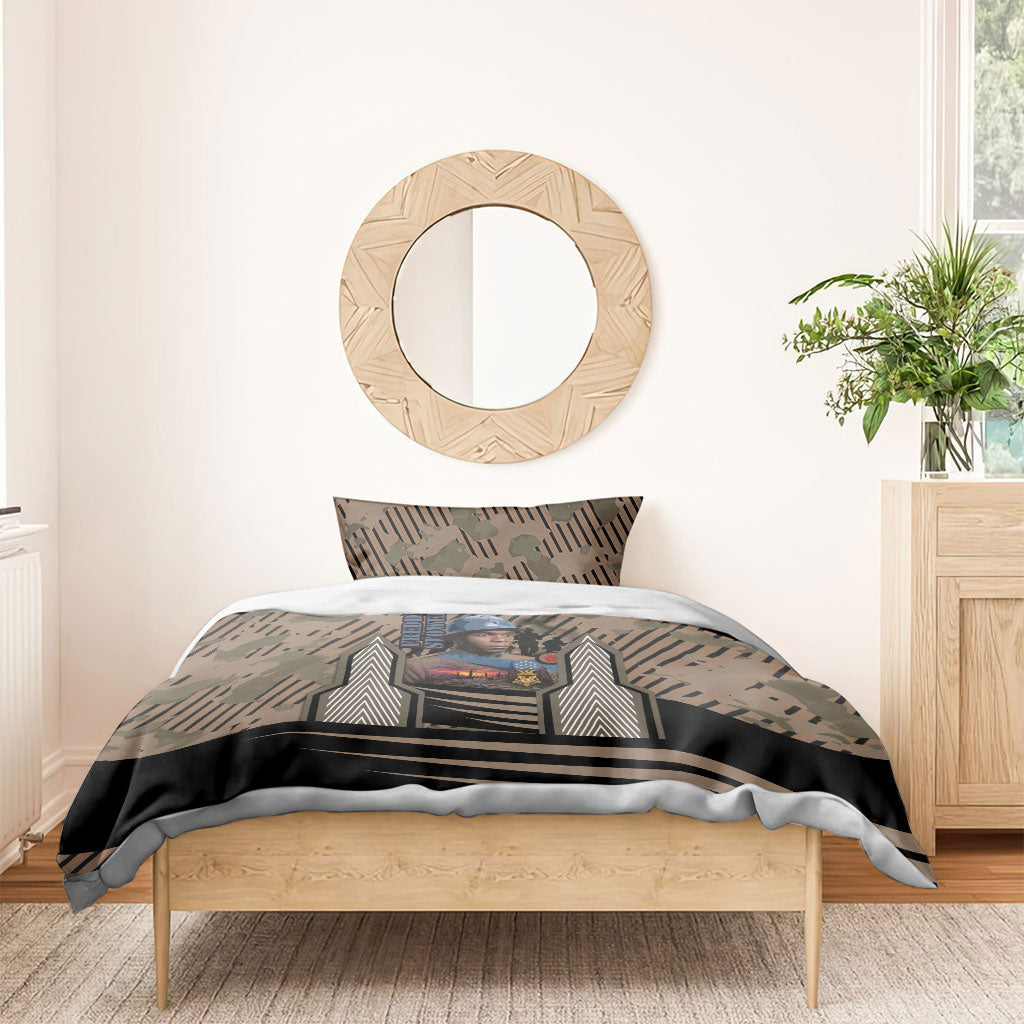 Freddie Stowers African American Bedding Set Medal Of Honor Red Hand - Military Camouflage Striped World War I