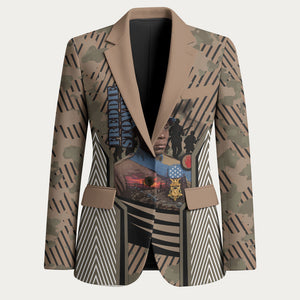 Freddie Stowers African American Blazer Medal Of Honor Red Hand - Military Camouflage Striped World War I