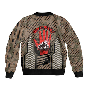 Freddie Stowers African American Bomber Jacket Medal Of Honor Red Hand - Military Camouflage Striped World War I