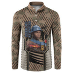 Freddie Stowers African American Button Sweatshirt Medal Of Honor Red Hand - Military Camouflage Striped World War I