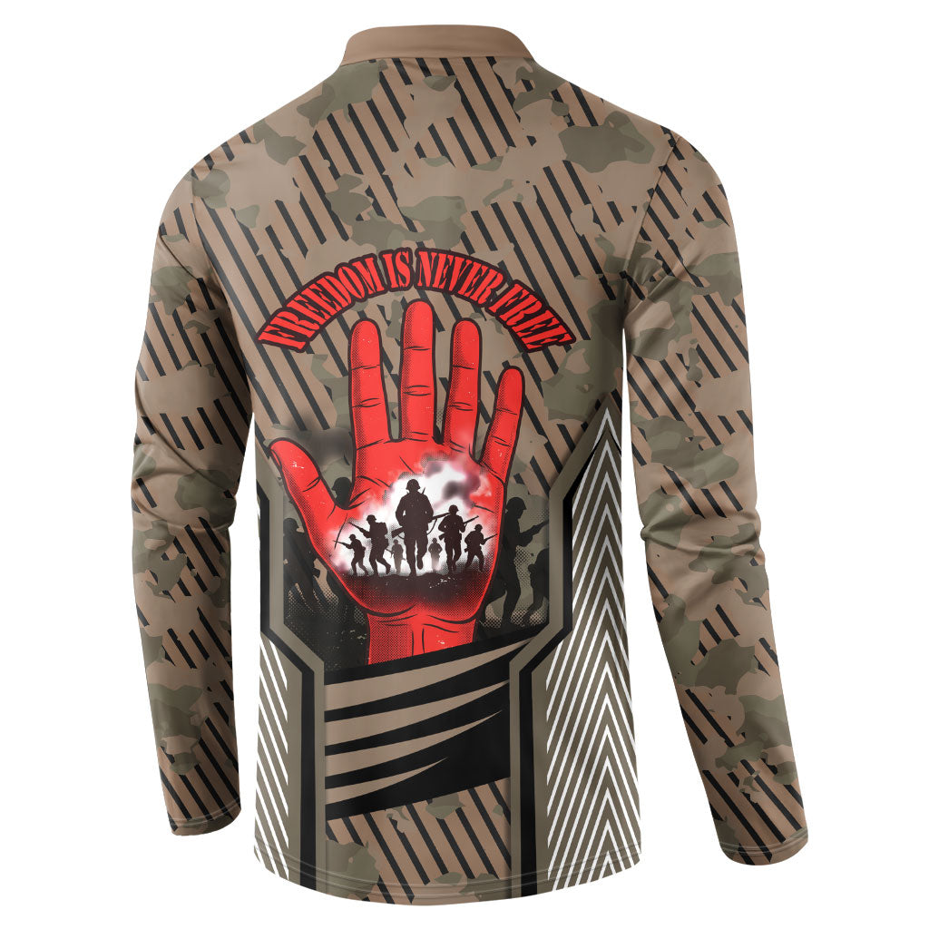 Freddie Stowers African American Button Sweatshirt Medal Of Honor Red Hand - Military Camouflage Striped World War I