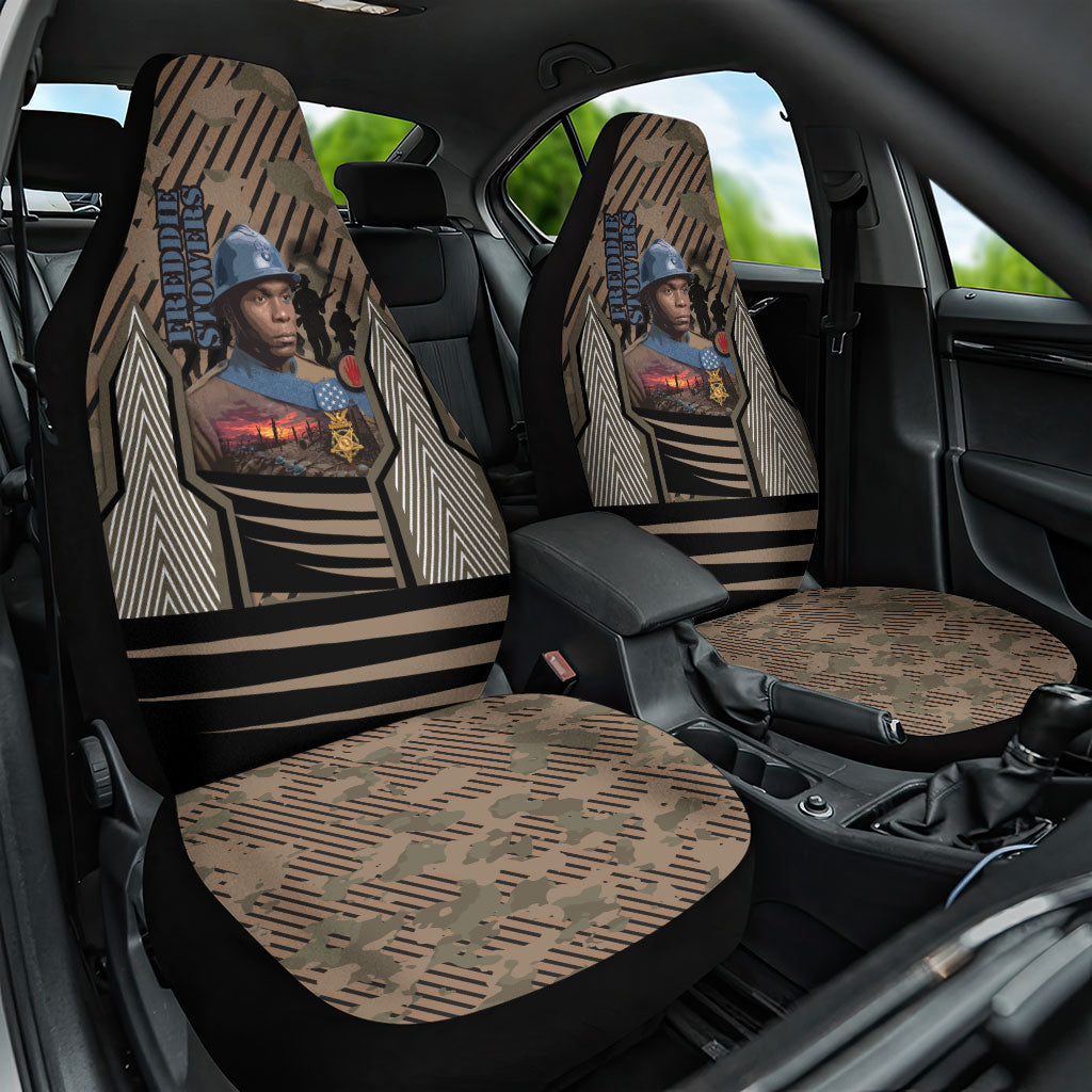 Freddie Stowers African American Car Seat Cover Medal Of Honor Red Hand - Military Camouflage Striped World War I