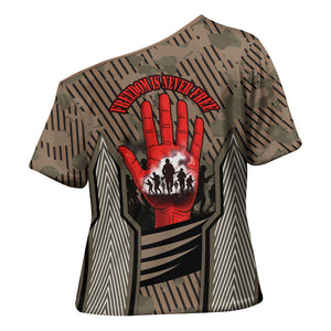 Freddie Stowers African American Cross Shoulder Shirt Medal Of Honor Red Hand - Military Camouflage Striped World War I