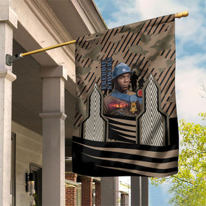 Freddie Stowers African American Garden Flag Medal Of Honor Red Hand - Military Camouflage Striped World War I