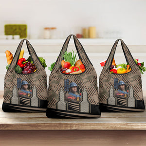 Freddie Stowers African American Grocery Bag Medal Of Honor Red Hand - Military Camouflage Striped World War I