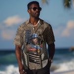 Freddie Stowers African American Hawaiian Shirt Medal Of Honor Red Hand - Military Camouflage Striped World War I