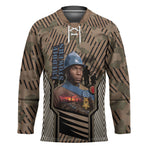 Freddie Stowers African American Hockey Jersey Medal Of Honor Red Hand - Military Camouflage Striped World War I