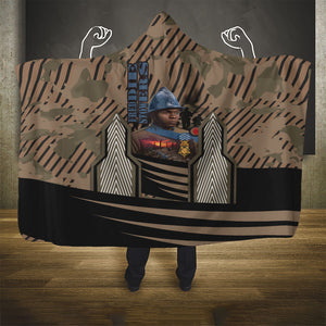 Freddie Stowers African American Hooded Blanket Medal Of Honor Red Hand - Military Camouflage Striped World War I