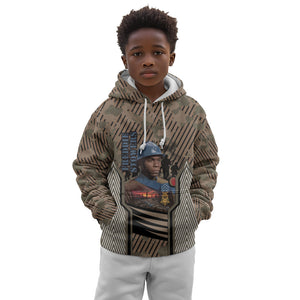 Freddie Stowers African American Kid Hoodie Medal Of Honor Red Hand - Military Camouflage Striped World War I
