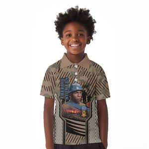 Freddie Stowers African American Kid Polo Shirt Medal Of Honor Red Hand - Military Camouflage Striped World War I