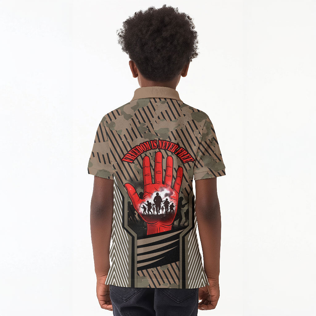 Freddie Stowers African American Kid Polo Shirt Medal Of Honor Red Hand - Military Camouflage Striped World War I