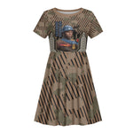 Freddie Stowers African American Kid Short Sleeve Dress Medal Of Honor Red Hand - Military Camouflage Striped World War I