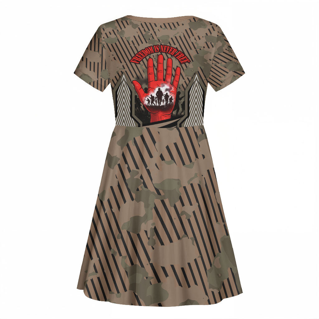 Freddie Stowers African American Kid Short Sleeve Dress Medal Of Honor Red Hand - Military Camouflage Striped World War I