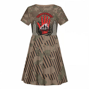 Freddie Stowers African American Kid Short Sleeve Dress Medal Of Honor Red Hand - Military Camouflage Striped World War I