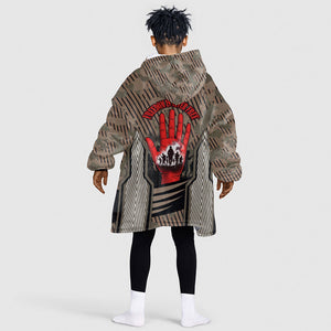 Freddie Stowers African American Kid Wearable Blanket Hoodie Medal Of Honor Red Hand - Military Camouflage Striped World War I