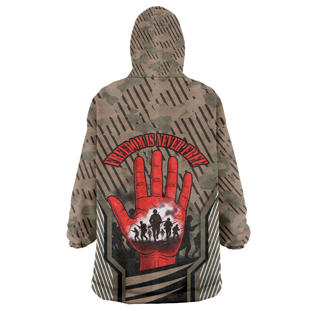 Freddie Stowers African American Kid Wearable Blanket Hoodie Medal Of Honor Red Hand - Military Camouflage Striped World War I