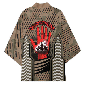Freddie Stowers African American Kimono Medal Of Honor Red Hand - Military Camouflage Striped World War I