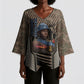 Freddie Stowers African American Kimono Sleeve Blouse Medal Of Honor Red Hand - Military Camouflage Striped World War I