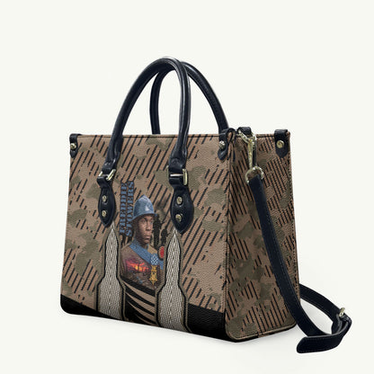 Freddie Stowers African American Leather Bag Medal Of Honor Red Hand - Military Camouflage Striped World War I