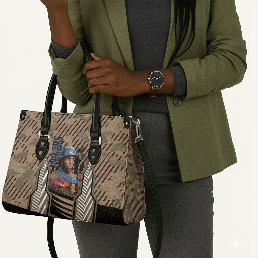Freddie Stowers African American Leather Bag Medal Of Honor Red Hand - Military Camouflage Striped World War I
