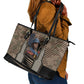 Freddie Stowers African American Leather Tote Bag Medal Of Honor Red Hand - Military Camouflage Striped World War I