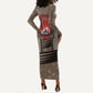 Freddie Stowers African American Long Sleeve Bodycon Dress Medal Of Honor Red Hand - Military Camouflage Striped World War I