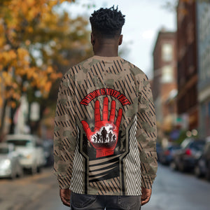 Freddie Stowers African American Long Sleeve Shirt Medal Of Honor Red Hand - Military Camouflage Striped World War I