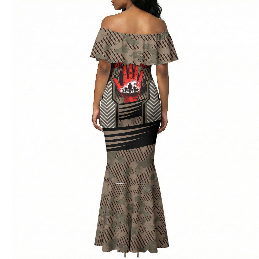 Freddie Stowers African American Mermaid Dress Medal Of Honor Red Hand - Military Camouflage Striped World War I