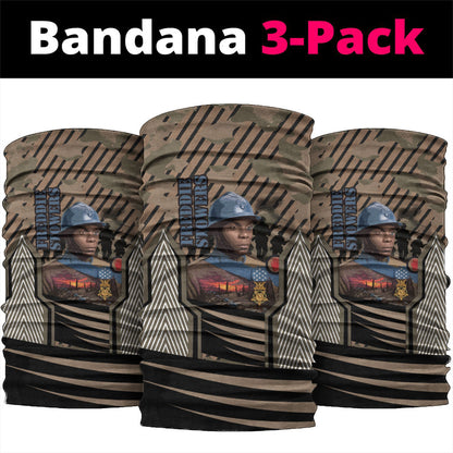 Freddie Stowers African American Neck Gaiter Medal Of Honor Red Hand - Military Camouflage Striped World War I