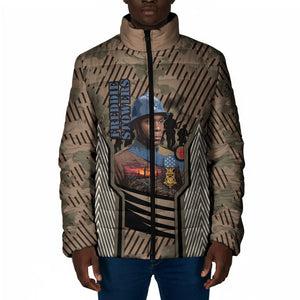Freddie Stowers African American Padded Jacket Medal Of Honor Red Hand - Military Camouflage Striped World War I